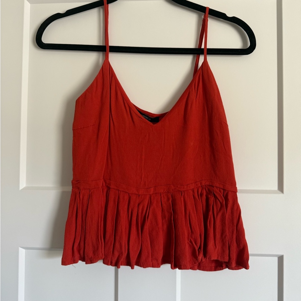 Forever 21 orange Sleeveless Peplum tank